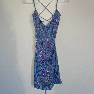 Blue Sequin Windsor Dress